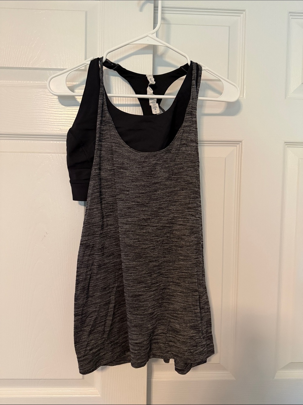 Lulu Black & Heather Gray Athletic Tank with Built-In Shelf Bra